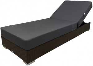 Шезлонг-лежак плетеный с матрасом Mantera коричневый люкс, серый