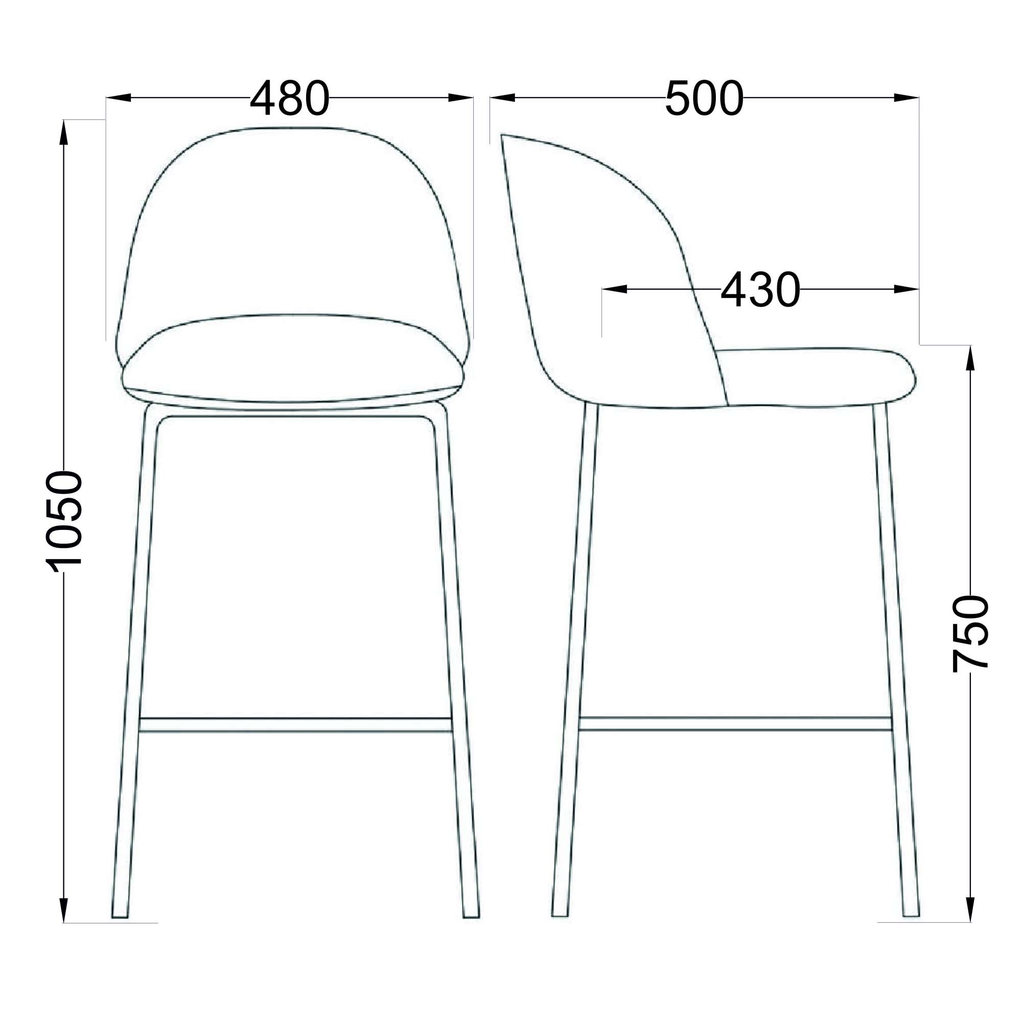 Стул барный Icon, серый, велюр