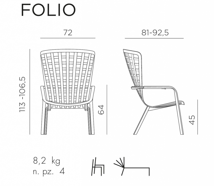 Лаунж-кресло пластиковое с подушкой Folio белый, голубой