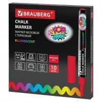 Маркер меловой BRAUBERG "POP-ART", сухостираемый, для гладких поверхностей, 3,5 мм, КРАСНЫЙ, 151521