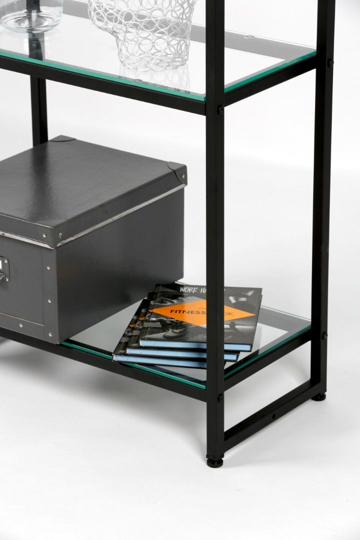 Стеллаж лофт ПС-2006Ч со стеклянными полками