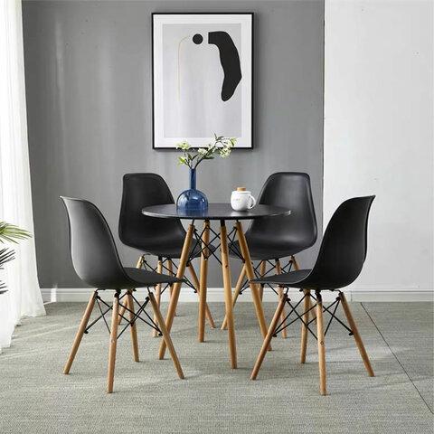 Стулья BRABIX "Eames CF-010", КОМПЛЕКТ 4 шт., пластик черный, опоры дерево/металл, 532631