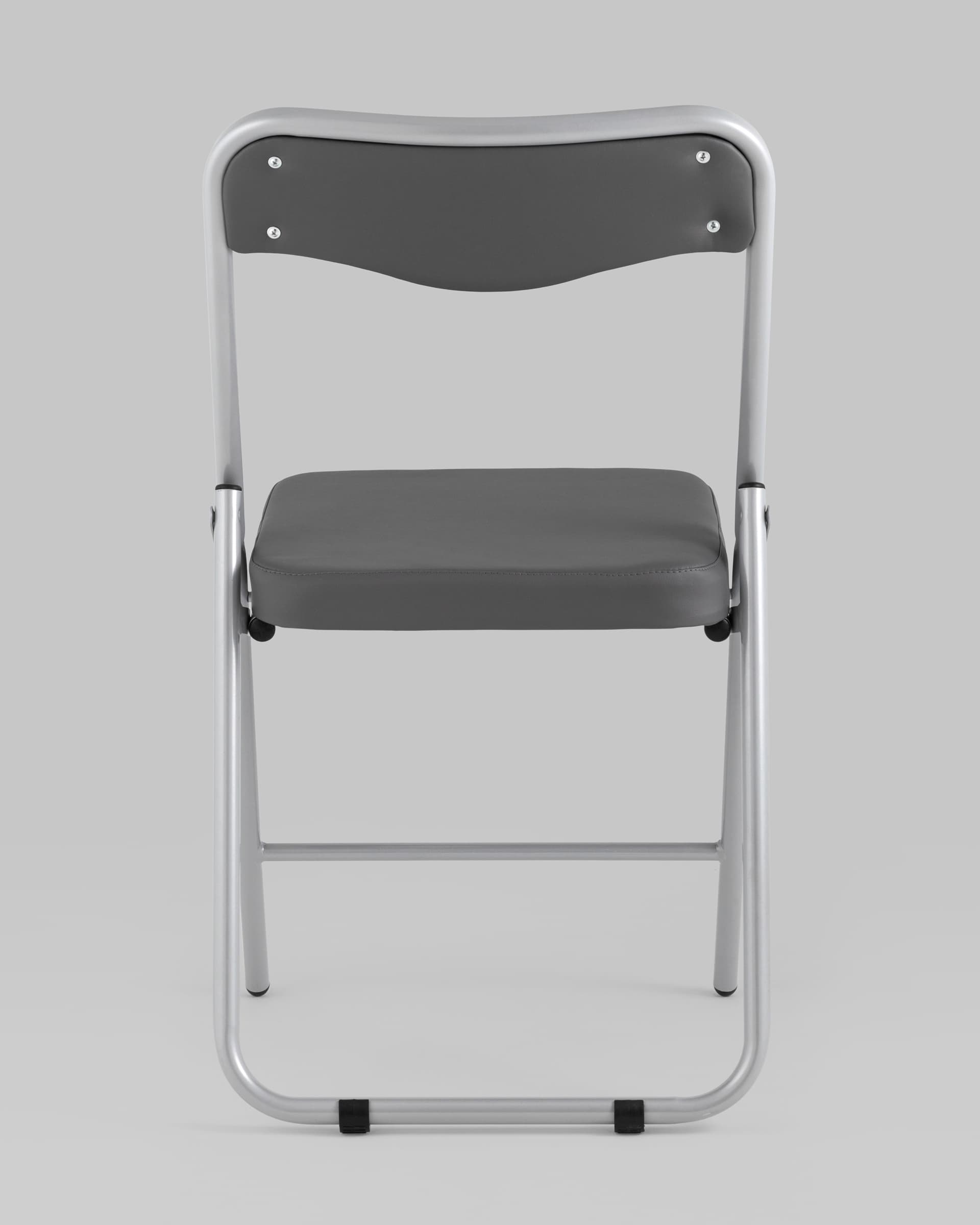 Складной стул Джонни экокожа серый каркас металлик