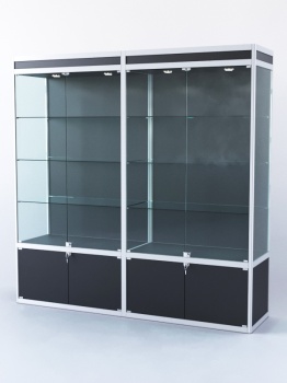 Витрина "ПРЯМОУГОЛЬНАЯ" №1-2м-500-1 (задняя стенка - ДВП), Черный