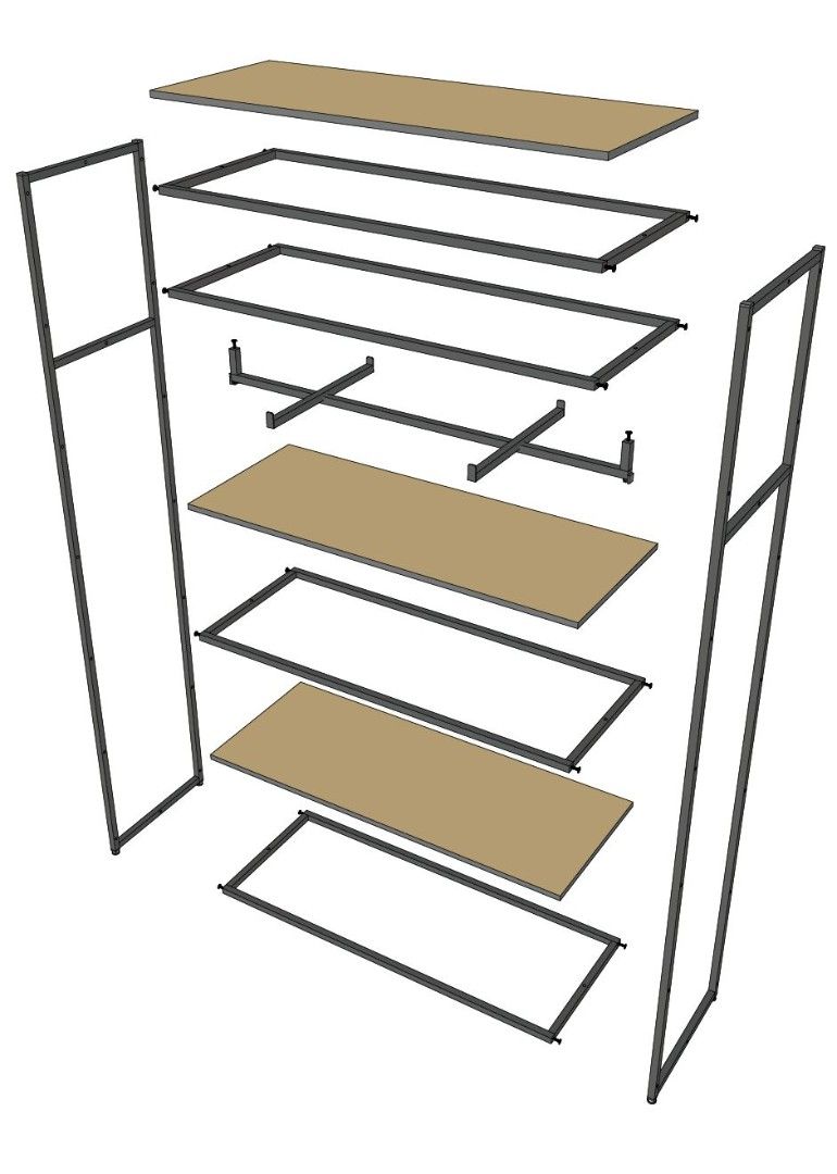 Стеллаж для одежды в стиле Лофт A22120-12-ЧЧ (220х120х45)