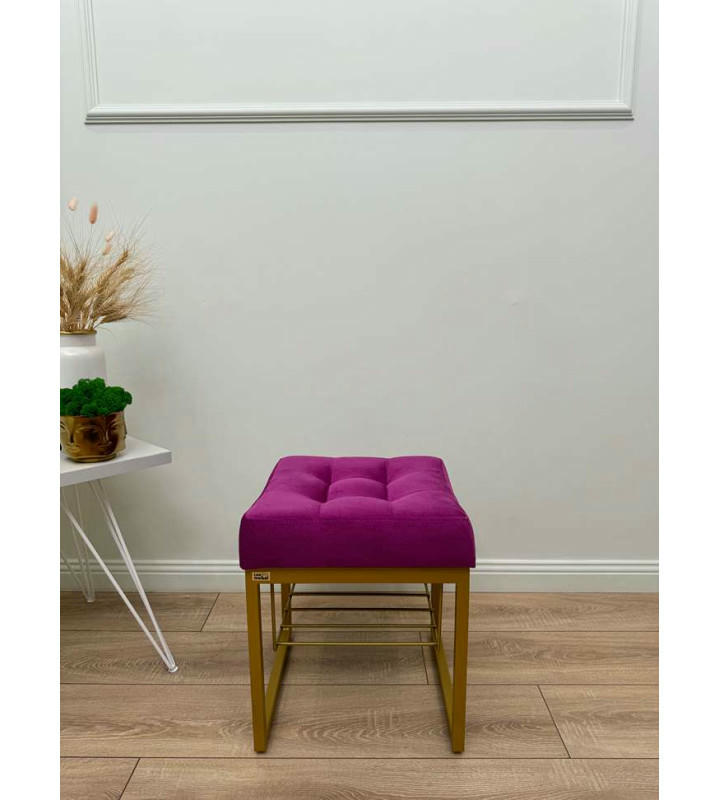 Банкетка Марсей 40-44 с полкой (фуксия/золото)
