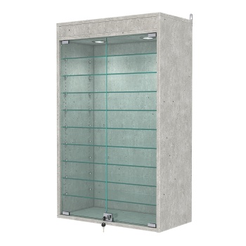 Витрина настенная с регулировочными полками №2-7АГ-РЕГ с подсветкой, Метрополитан Грей