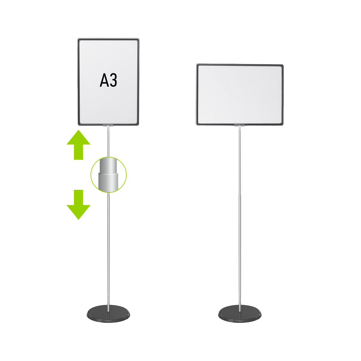 ЗНАК А3 Стойка информационная телескопическая черная П.02.04цвет Черный