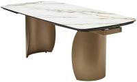 Стол BRONTE 200 раскладной KL-188 Контрастный мрамор матовый, итальянская керамика/ Шампань, ®DISAUR
