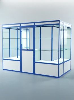 Павильон торговый из профиля пристенный №2а, Белый + Делфт голубой U525 ST9