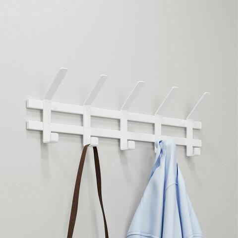 Вешалка настенная "Торонто-5", 168х580х85 мм, 5 крючков, металл, белая, ВНТ5 Б