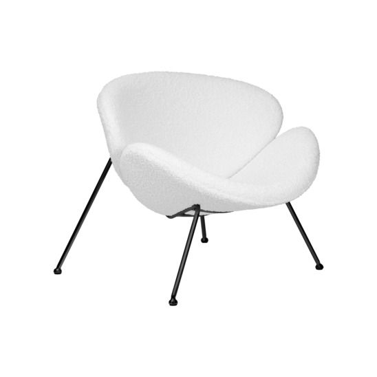 Кресло Cosiness, белая ткань букле, черное основание