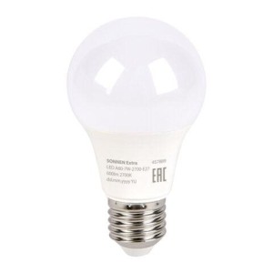 Лампа светодиодная SONNEN EXTRA, 7 (60) Вт, Е27, груша, теплый белый, 30000 ч, LED A60-7W-2700-Е27, 457889