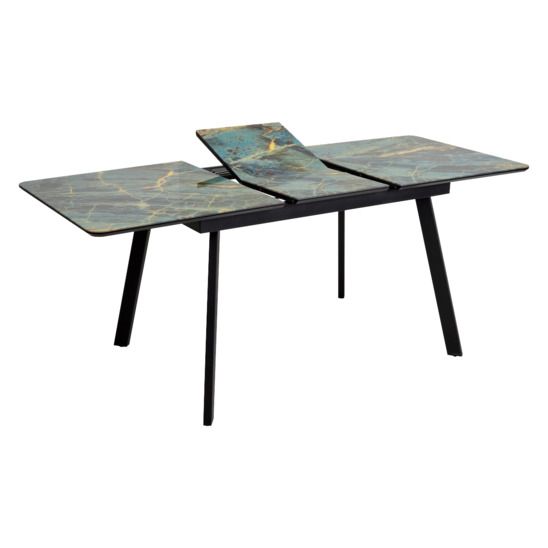 Стол Аруба 140, Шторм стекло/ черный каркас