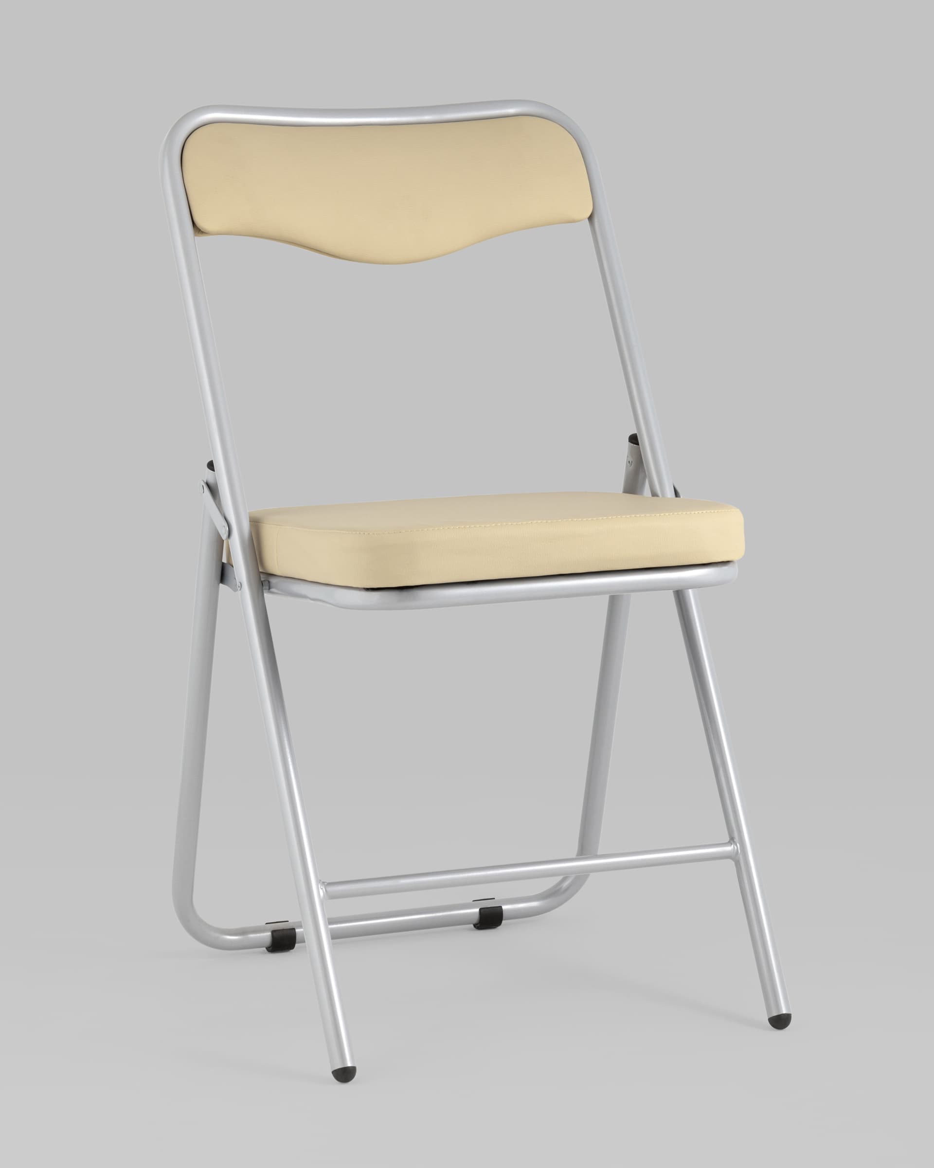 Складной стул Джонни экокожа кремовый каркас металлик