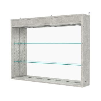 Витрина настенная с регулировочными полками №3-4Г-РЕГ с зеркалом и с подсветкой, Метрополитан Грей