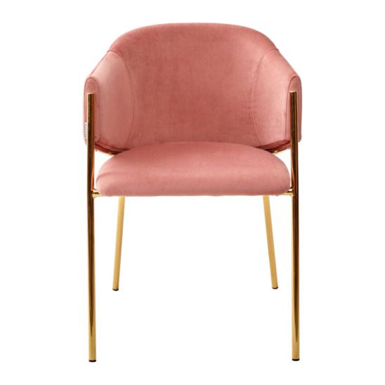 Стул Dill, розовый велюр/ золотой каркас