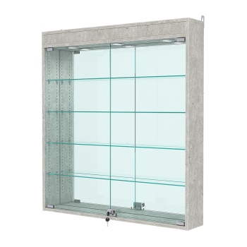 Витрина настенная с регулировочными полками №4-4А-РЕГ с зеркалом и с подсветкой, Метрополитан Грей