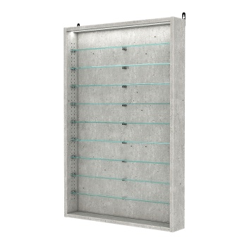 Витрина настенная с регулировочными полками №2-7ГУ-РЕГ с подсветкой, Метрополитан Грей