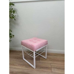 Банкетка Марсей 40-44 с полкой (светло розовый/белый)
