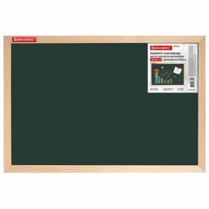 Доска для мела магнитная 30х45 см, зеленая, деревянная рамка, BRAUBERG "Wood", 238797