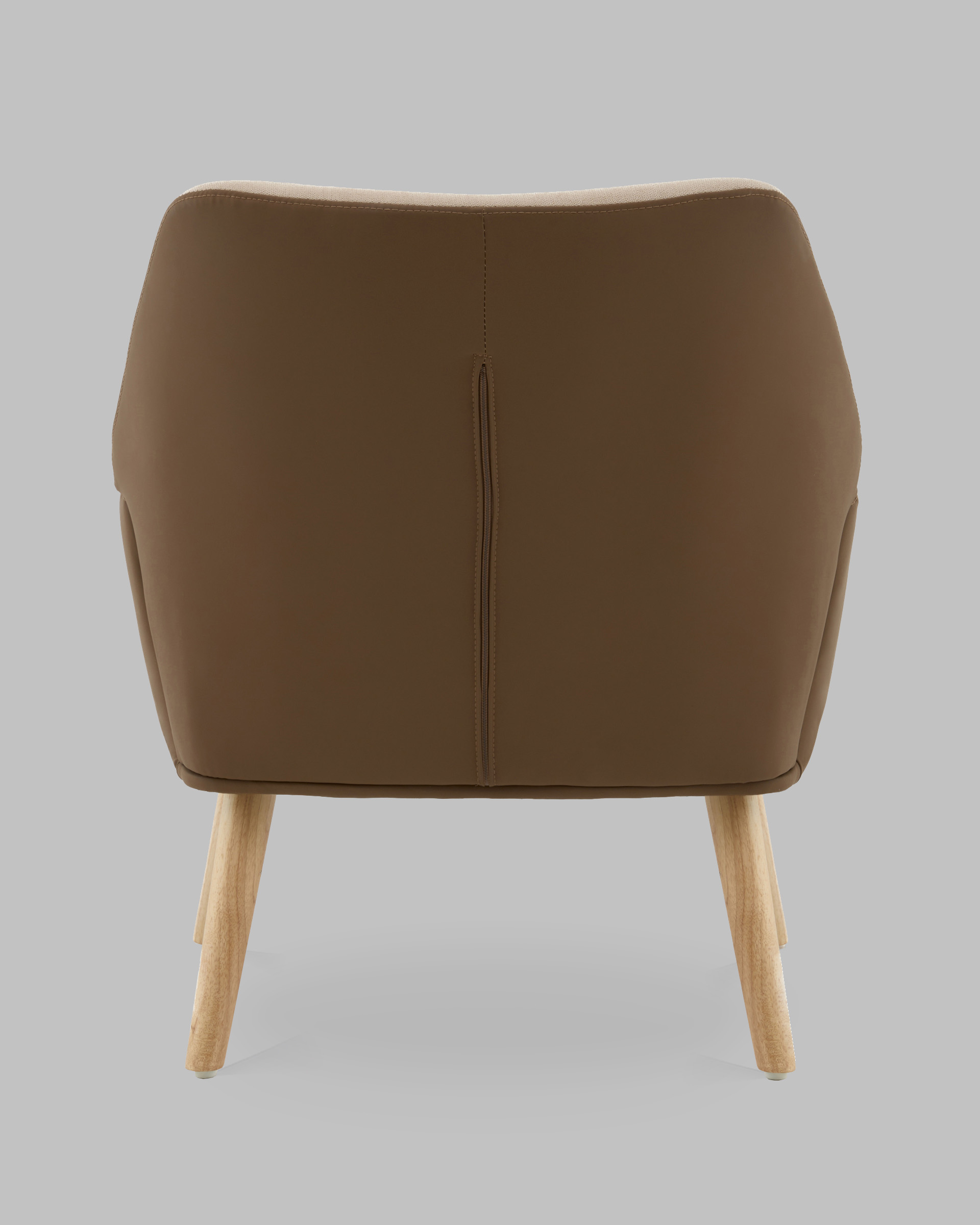 Кресло Харви бежевый с коричневой экокожей деревянные ножки