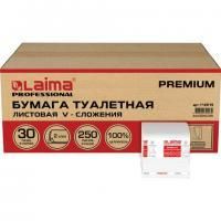 Бумага туалетная листовая 250шт, LAIMA (T3) PREMIUM, 2-сл, белая, 21х11см, КОМПЛЕКТ 30 пачек, 112515