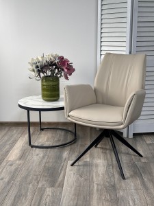 Стул YOZEF 360 град. поворот. HF017-02 Бежевый, экокожа / Черный, ®DISAUR