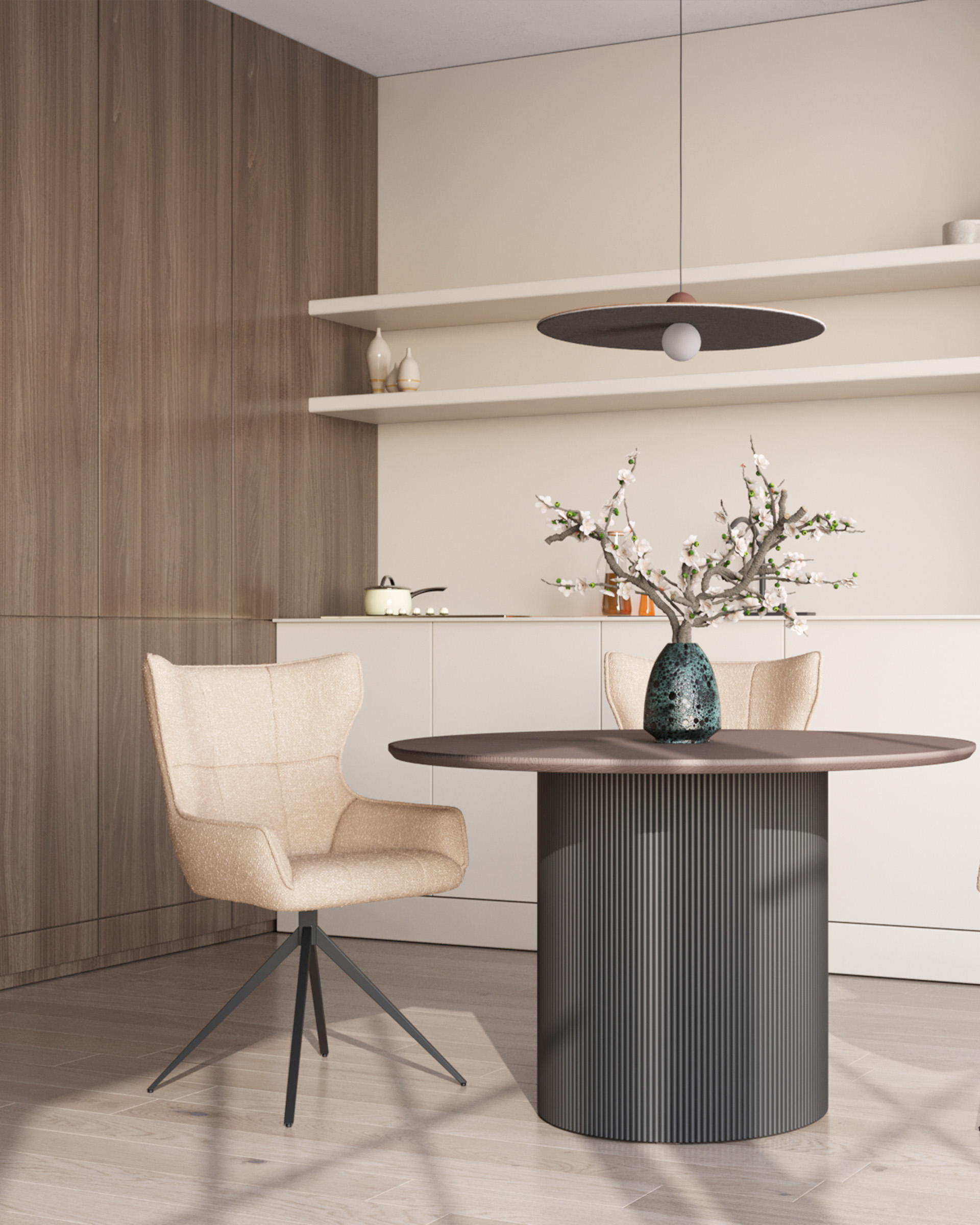 Стул Carlene вращающийся бежевый