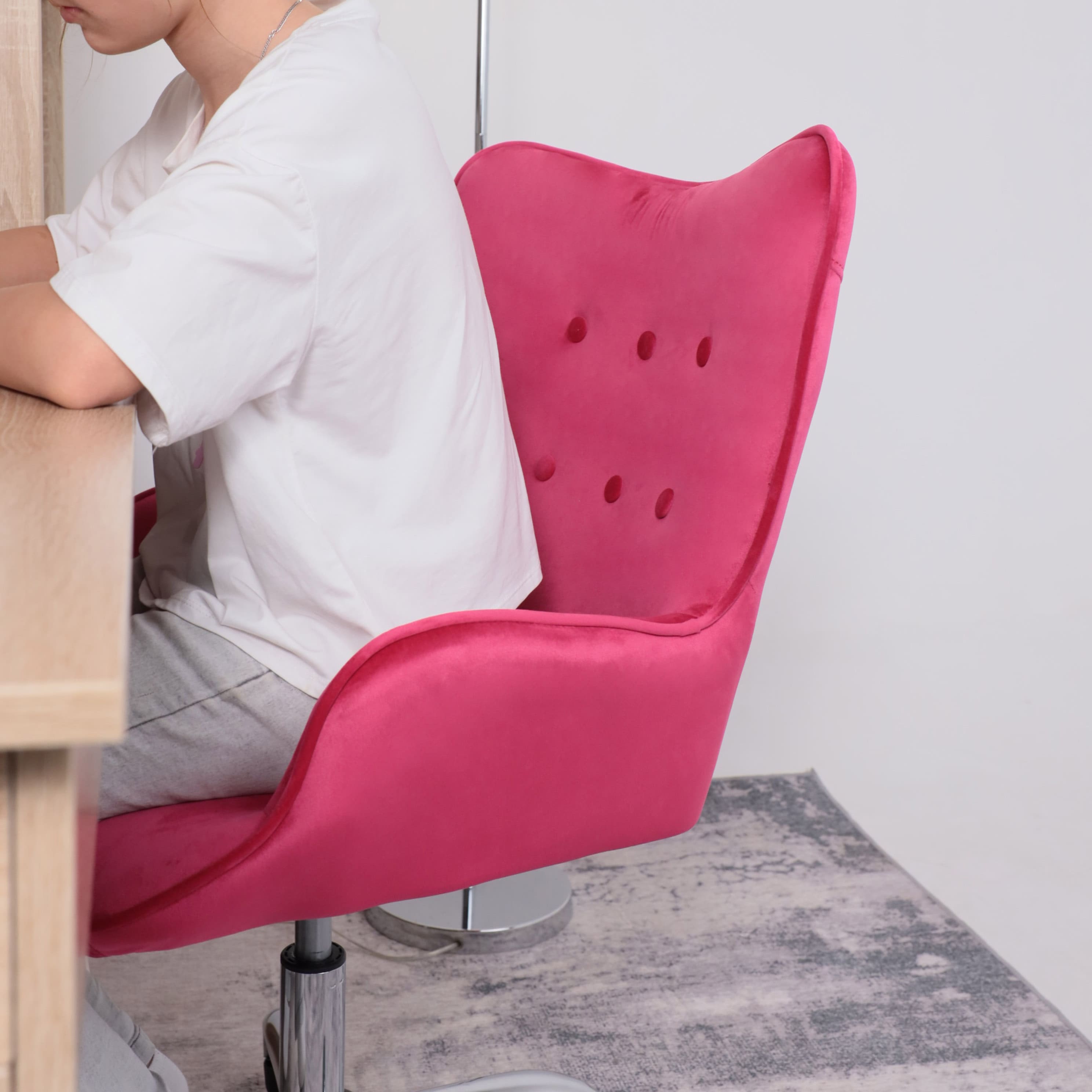 Кресло поворотное Bella, фуксия, велюр