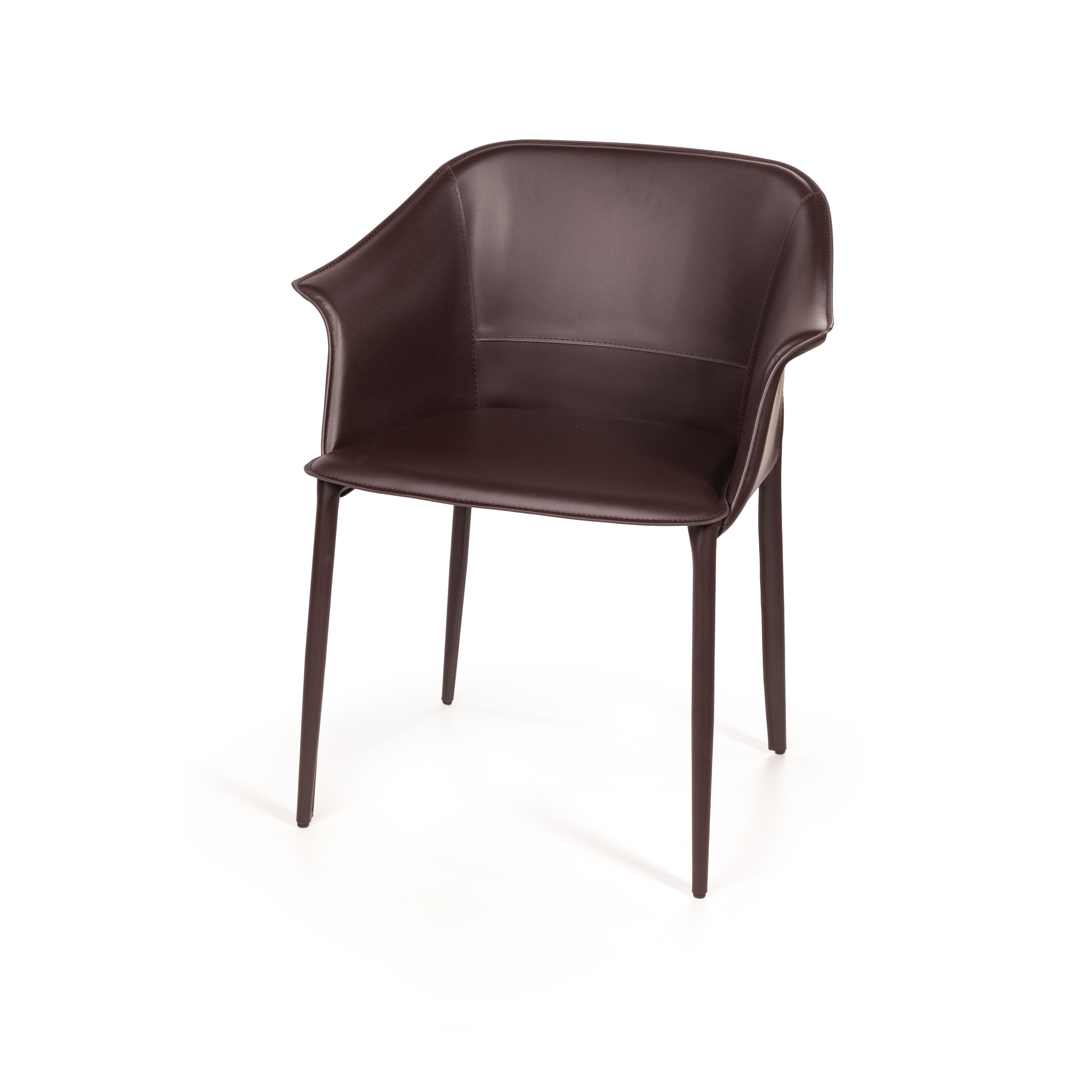 Стул  с подлокотниками Джио, кожа коричневый