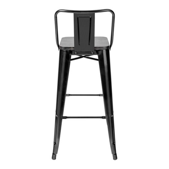 Стул Tolix Wood со спинкой барный Черный глянцевый