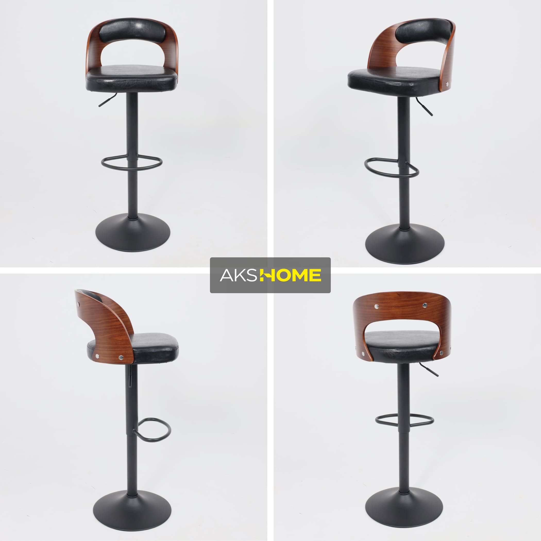 Стул барный BRUNO, черный/черный