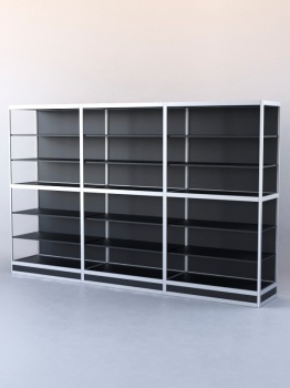 Витрина-стеллаж из ал.профиля №4 (3-ех метровая), Черный