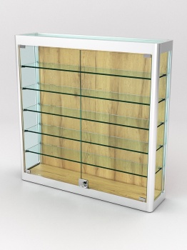 Витрина из профиля настенная "ВАЙБ ИКС" №1-5П-ДСП-170 (задняя стенка ДСП), Дуб Золотистый