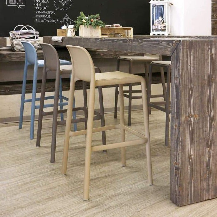 Стул пластиковый полубарный Faro Mini голубой