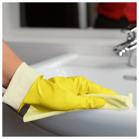 Перчатки VILEDA PROFESSIONAL многоцелевые латексные, МНОГОРАЗОВЫЕ, х/б напыление, ПРОЧНЫЕ, XL (очень большой), желтый, 174377