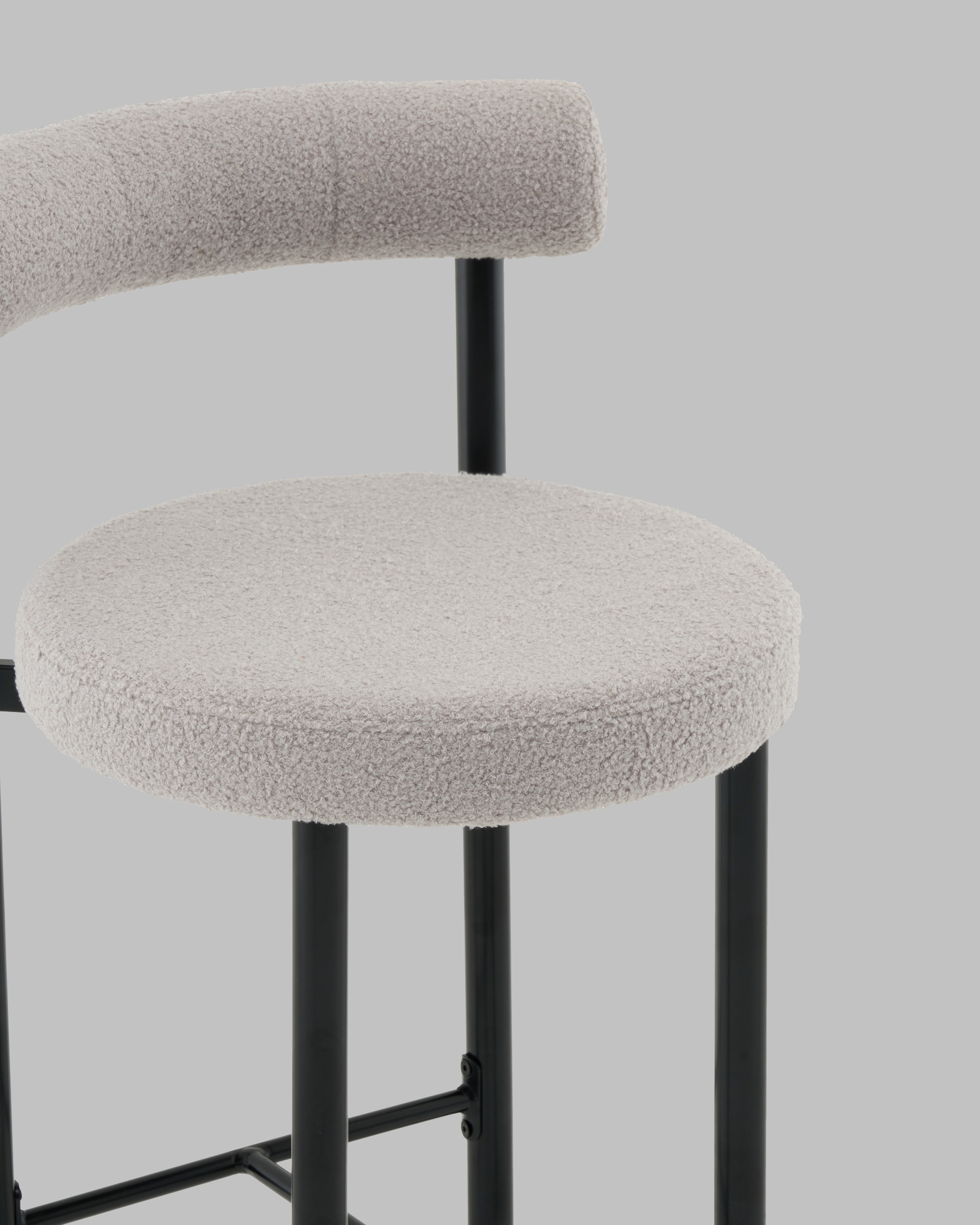 Стул полубарный Флорео букле светло-серый