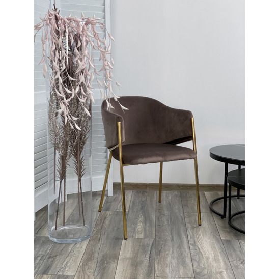 Стул Dill, латте велюр/ золотой каркас