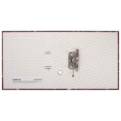 Папка-регистратор STAFF БЮДЖЕТ с мраморным покрытием, 70 мм, без уголка, красная, 229619
