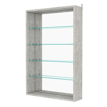 Витрина настенная с регулировочными полками №2-2Г-РЕГ с зеркалом, Метрополитан Грей