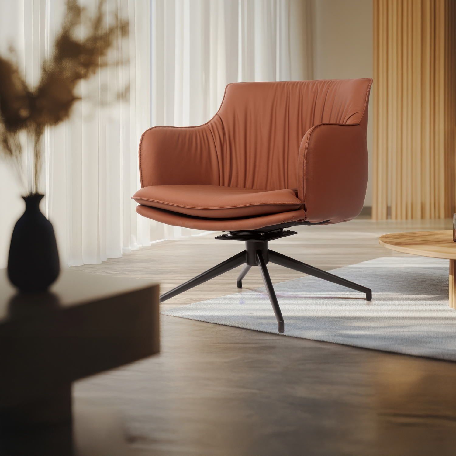 Лаунж кресло София, иск.кожа терракот