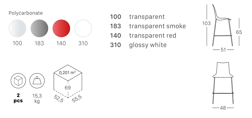 Стул полубарный прозрачный Zebra Antishock хром, серый