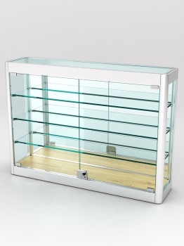 Витрина из профиля настенная "ВАЙБ ИКС" №3-3П-З-170 (задняя стенка Зеркало), Дуб Золотистый