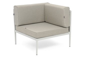 "Касабланка" угловой модуль плетеный из роупа, каркас алюминий светло-серый (RAL7035) муар, роуп серо-коричневый 23мм, ткань бежевая 15052цвет серо-коричневый