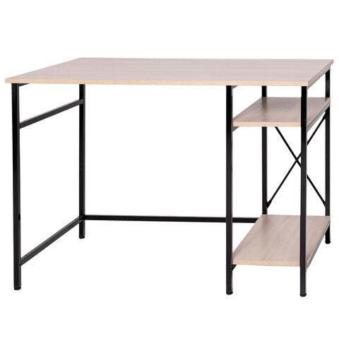 Стол BRABIX "SMART CD-018", 1100х600х765 мм, ЛОФТ, 2 полки, металл/ЛДСП ясень шимо светлый, каркас черный, 641945