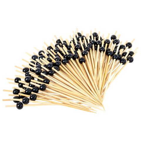 Шпажки-пики для канапе бамбуковые форма "Жемчужина чёрная" 12 см, 100 шт., BOOMHOUSE (БУМХАУС), 701967