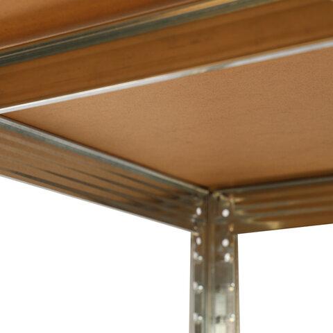 Стеллаж металлический BOOMHOUSE (БУМХАУС) безболтовой, 2000x1000x500 мм, 6 полок МДФ, нагрузка на стеллаж до 875 кг, серебристый, 291416