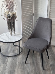 Стул БЕРТИ 360 град. поворот. B28 Темно-серый, велюр / черный каркас,