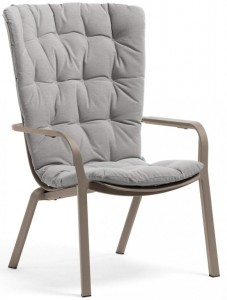 Лаунж-кресло пластиковое с подушкой Folio тортора, серый